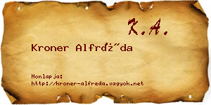 Kroner Alfréda névjegykártya